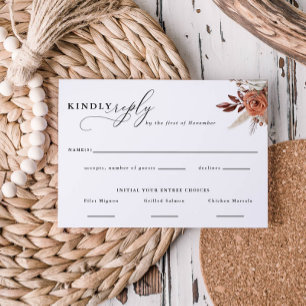 Autum Rustic Floral, Wedding Reply Food Choice RSVP Card