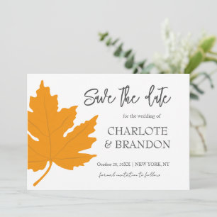 Autum Yelow Maple Leaf Wedding SaveThe Date Invitation