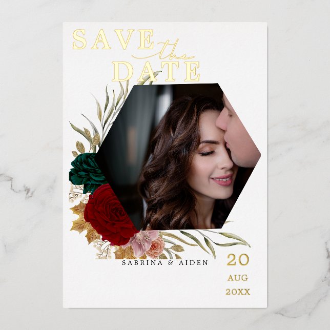 Autumanal Burgundy Emerald Floral Photo  (Front)