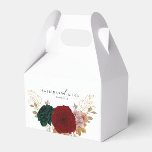 Autumanal Gold Burgundy Emerald Greeny Floral  Favour Box