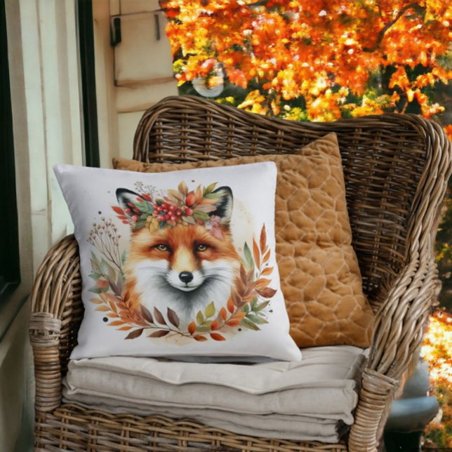 Autume Fall Themed Woodland Cute Fox Flower Wreath Cushion (Creator Uploaded)