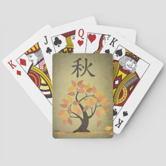 Autumn (秋) Fall Tree Leaves Playing Cards