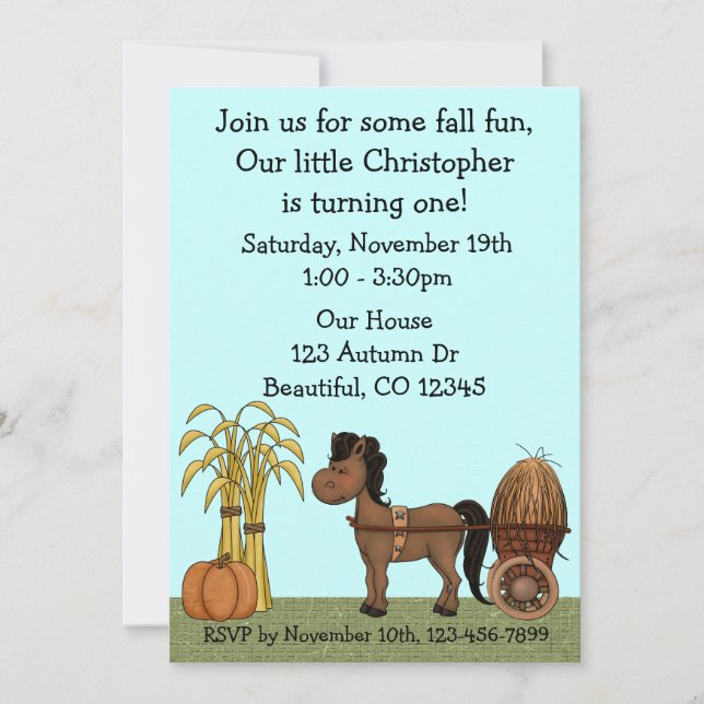 Autumn 1st Birthday Party Invitation (Front)