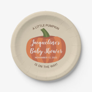 Autumn A Little Pumpkin Fall Baby Shower Paper Plate