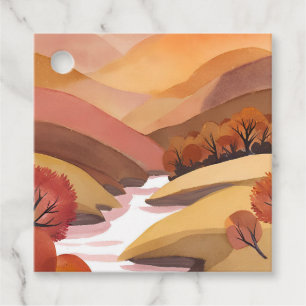 Autumn Abode Fall Foliage Watercolor Landscape Favour Tags