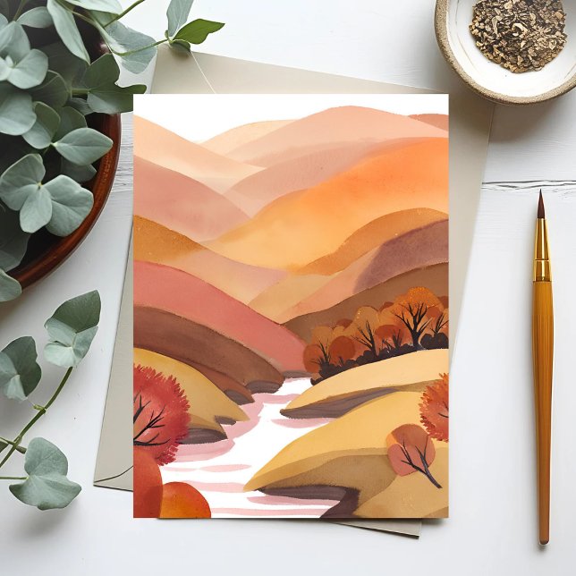 Autumn Abode | Fall Foliage Watercolor Landscape Postcard (Creator Uploaded)