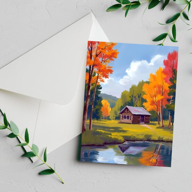 Autumn Abode Lakeside Cottage Card (Creator Uploaded)