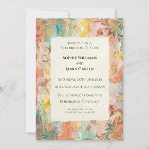 Autumn Abstract Floral Wedding Invitation