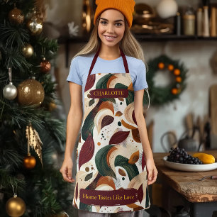 Autumn Abstract Leaves Apron with Custom Name