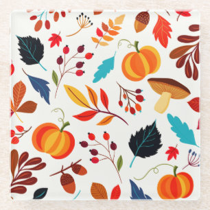 Autumn Abundance Custom Glass Coaster