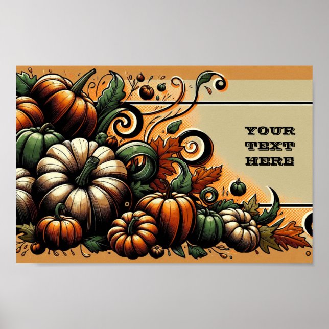 Autumn Abundance - Customisable Pumpkin Patch Poster (Front)