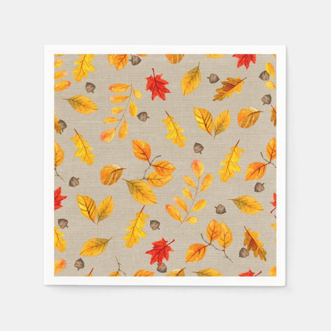 Autumn Acorns and Leaves Napkin (Front)