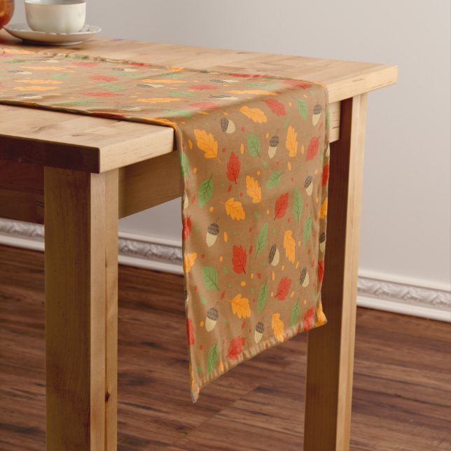Autumn Acorns and Leaves Short Table Runner (In Situ)