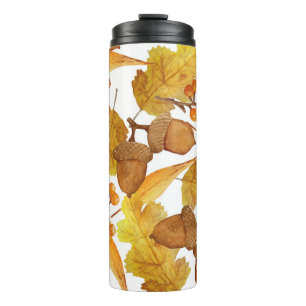 Autumn Acorns: Watercolor Thanksgiving Design Thermal Tumbler