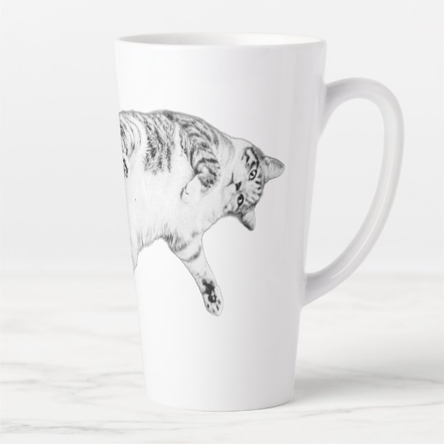 Autumn Acrobat Cat Latte Mug (Right)