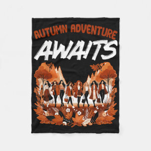 Autumn Adventure Awaits Fall Thanksgiving Camping Fleece Blanket