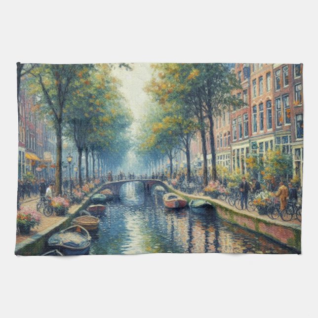Autumn Afternoon at the Canal - Kitchen Towels (Horizontal)