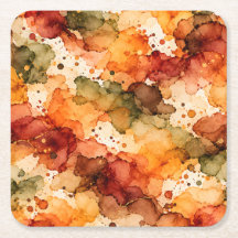 Autumn Alcohol Ink Abstract Pattern in Orange, Rus