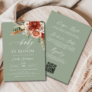 Autumn All in One Wildflower Baby in Bloom Shower Invitation