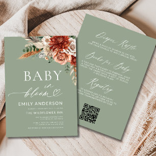Autumn All in One Wildflower Baby in Bloom Shower Invitation