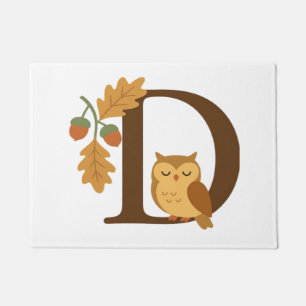 Autumn Alphabet Monogram Letter D � Owl with Oak L Doormat