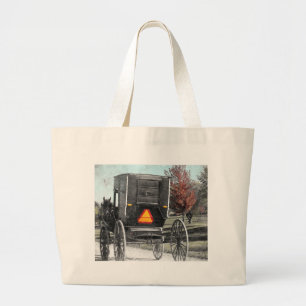 Autumn Amish Buggy Large Tote Bag