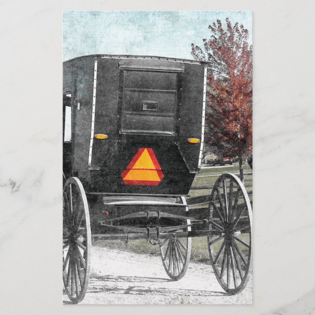 Autumn Amish Buggy Stationery (Front)