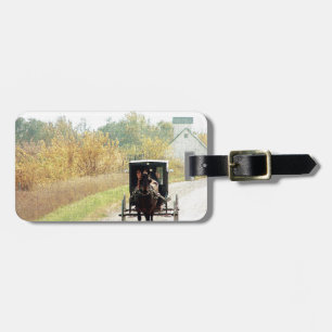 Autumn Amish Horse and Buggy Luggage Tag