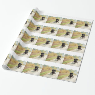 Autumn Amish Horse and Buggy Wrapping Paper