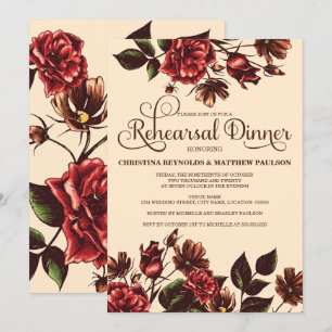 Autumn and Fall Floral Rehearsal Dinner Invitation