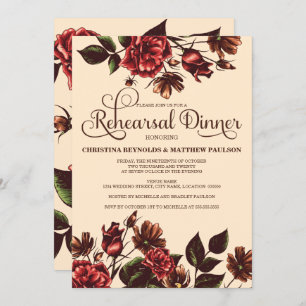 Autumn and Fall Floral Rehearsal Dinner Invitation