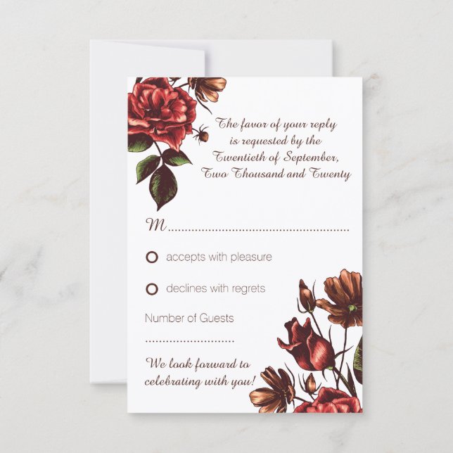 Autumn and Fall Floral RSVP Reply Card (Back)