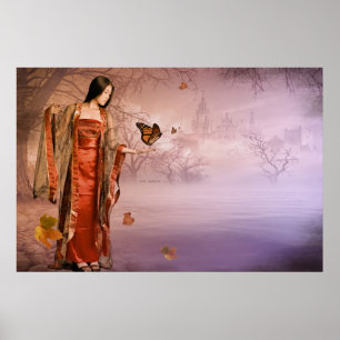 Autumn and Monarch Butterflies Poster