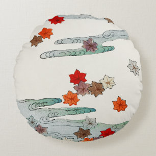 Autumn and water illustration.   round cushion