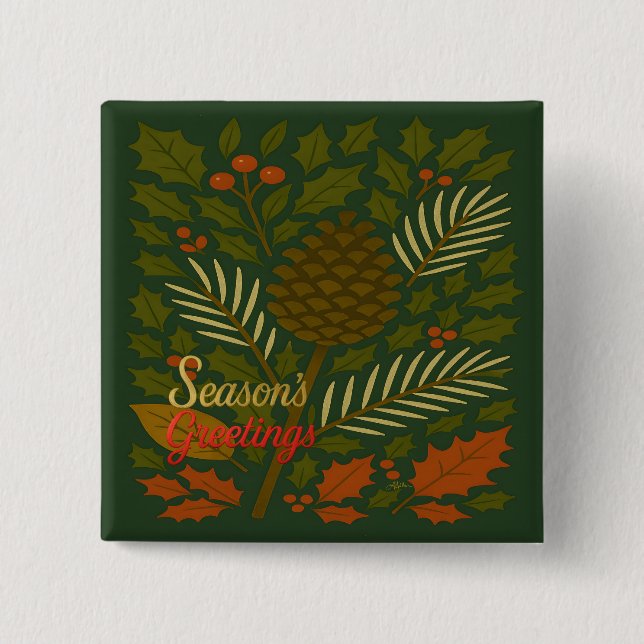 Autumn and Winter Holidays Season's Greetings 15 Cm Square Badge (Front)