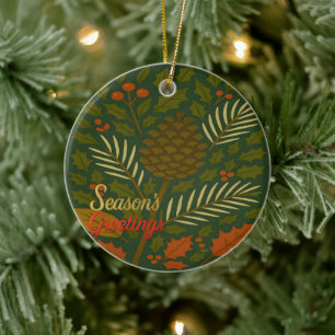 Autumn and Winter Holidays Season's Greetings Ceramic Tree Decoration