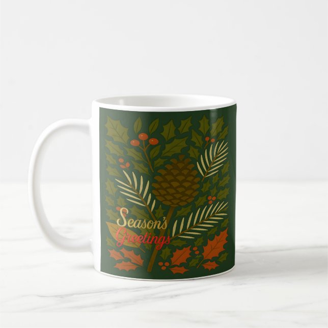 Autumn and Winter Holidays Season's Greetings Coffee Mug (Left)