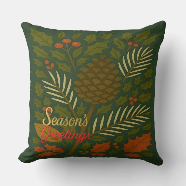 Autumn and Winter Holidays Season's Greetings Cushion (Front)