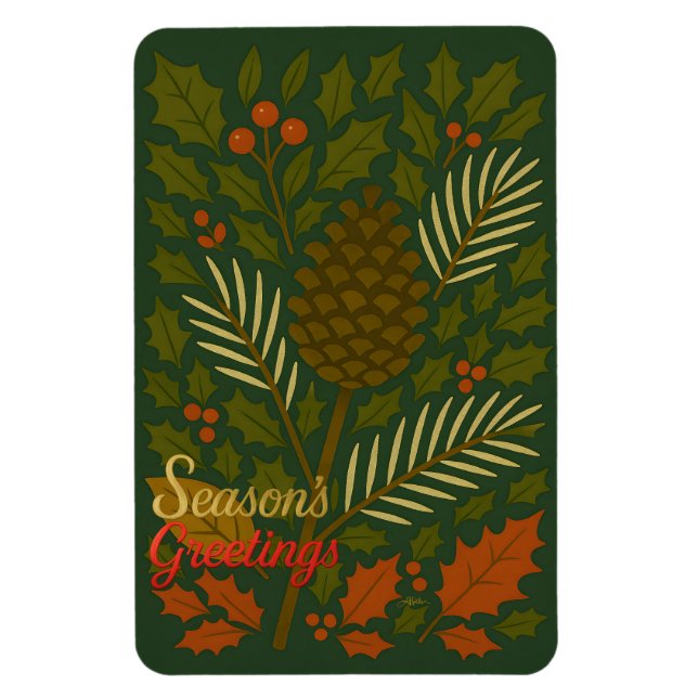 Autumn and Winter Holidays Season's Greetings Magnet (Vertical)