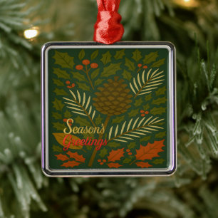 Autumn and Winter Holidays Season's Greetings Metal Tree Decoration