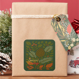 Autumn and Winter Holidays Season's Greetings Square Sticker