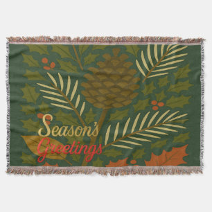Autumn and Winter Holidays Season's Greetings Throw Blanket