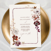 Autumn Anemone Hand Drawn Scalloped Floral Wedding