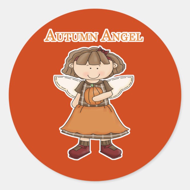 Autumn Angel Classic Round Sticker (Front)
