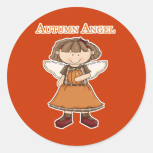 Autumn Angel Classic Round Sticker