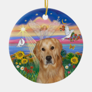 Autumn Angel - Golden Retriever (K) Ceramic Tree Decoration