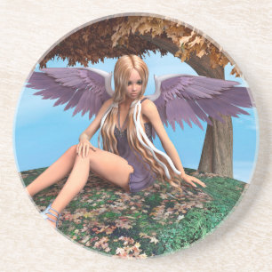 Autumn Angel Woodland Fantasy Art Coaster