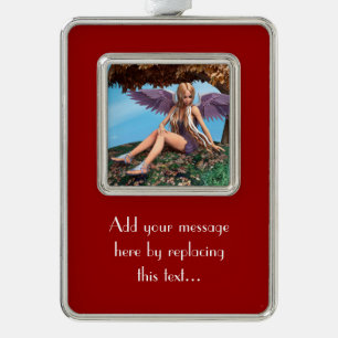 Autumn Angel Woodland Fantasy Art Silver Plated Framed Ornament