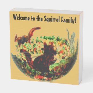 Autumn Animal Art Squirrel Family Personalised