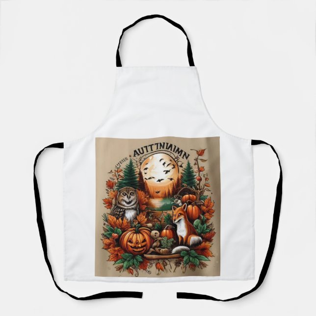 Autumn Animals and Pumpkins Apron (Front)